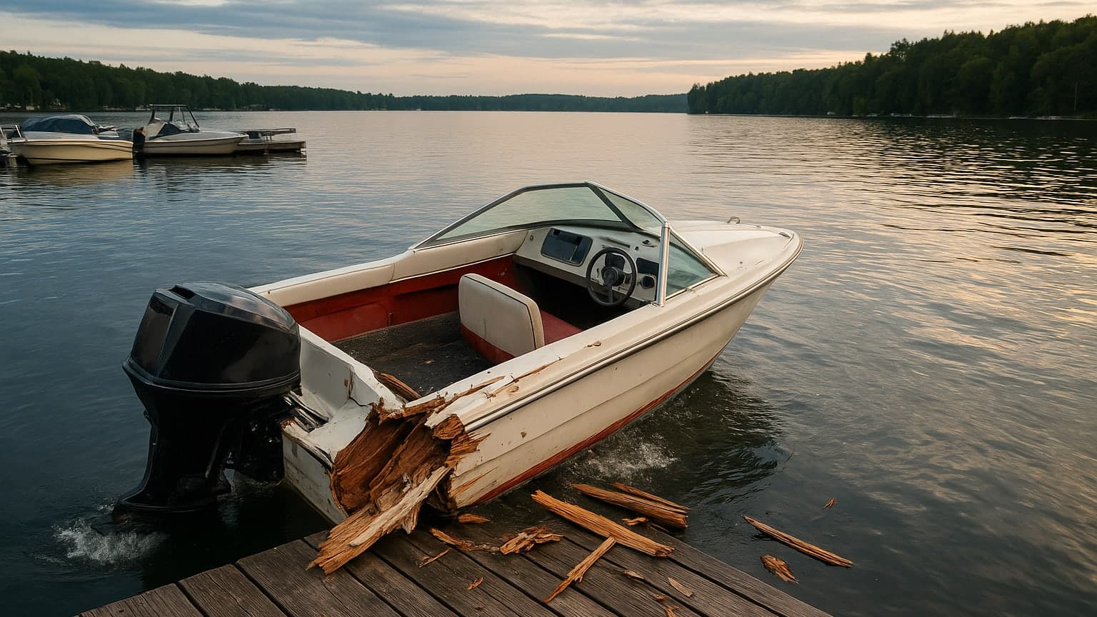 Runaway Boat Circles Lake Before Crashing Into Dock