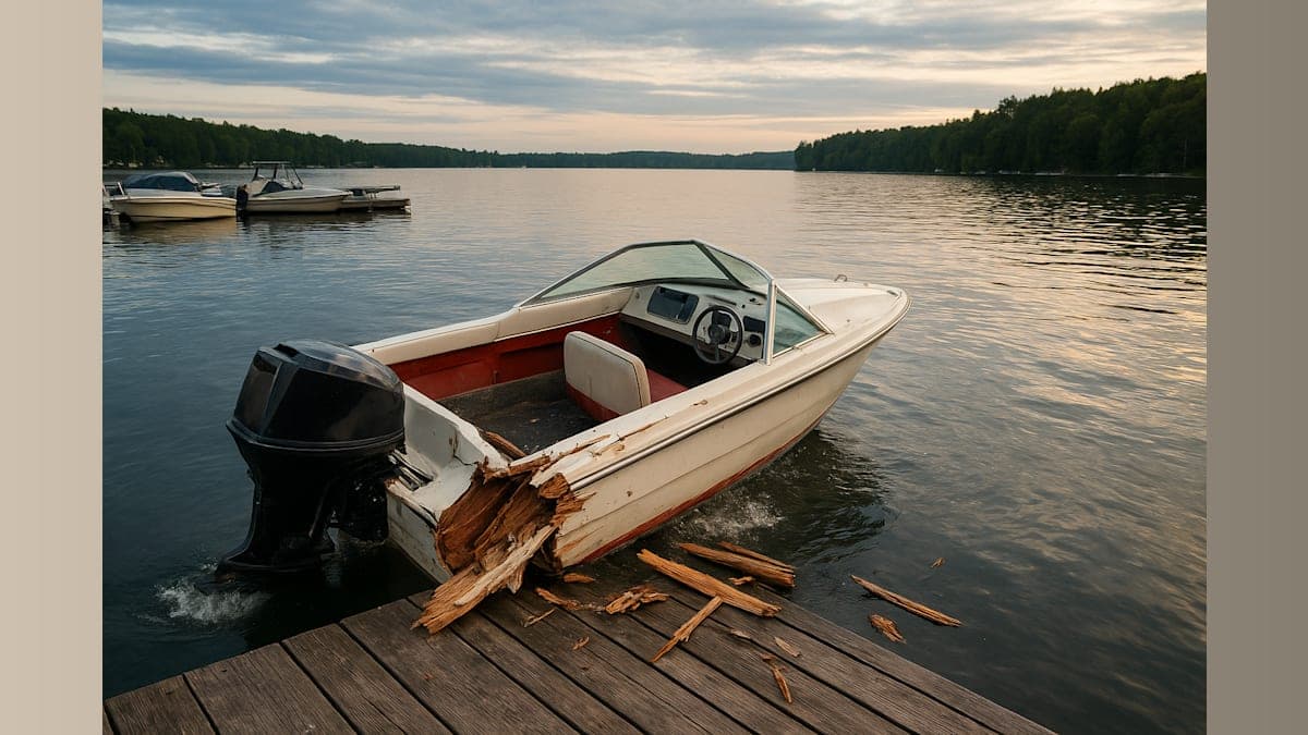 Runaway Boat Circles Lake Before Crashing Into Dock